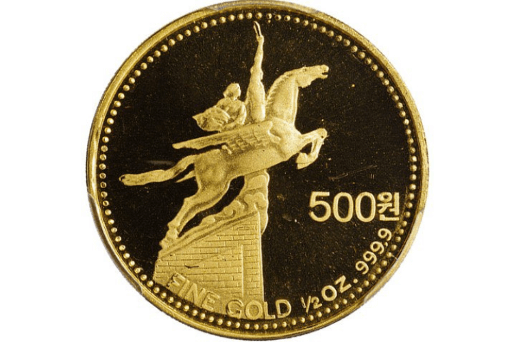 北朝鮮独立40周年記念金貨