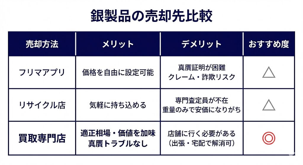 銀の売却先比較表