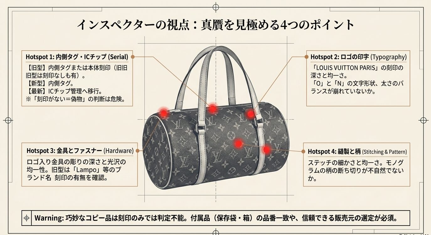 ヴィトン パピヨンの本物と偽物の見分け方