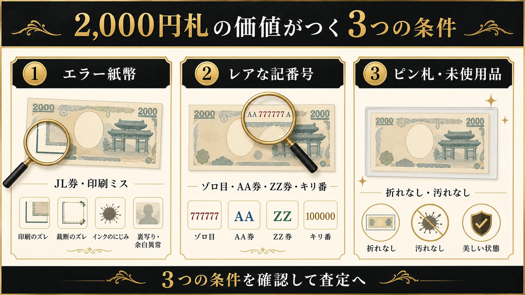 額面以上の価値がつくレアな2000円札の条件