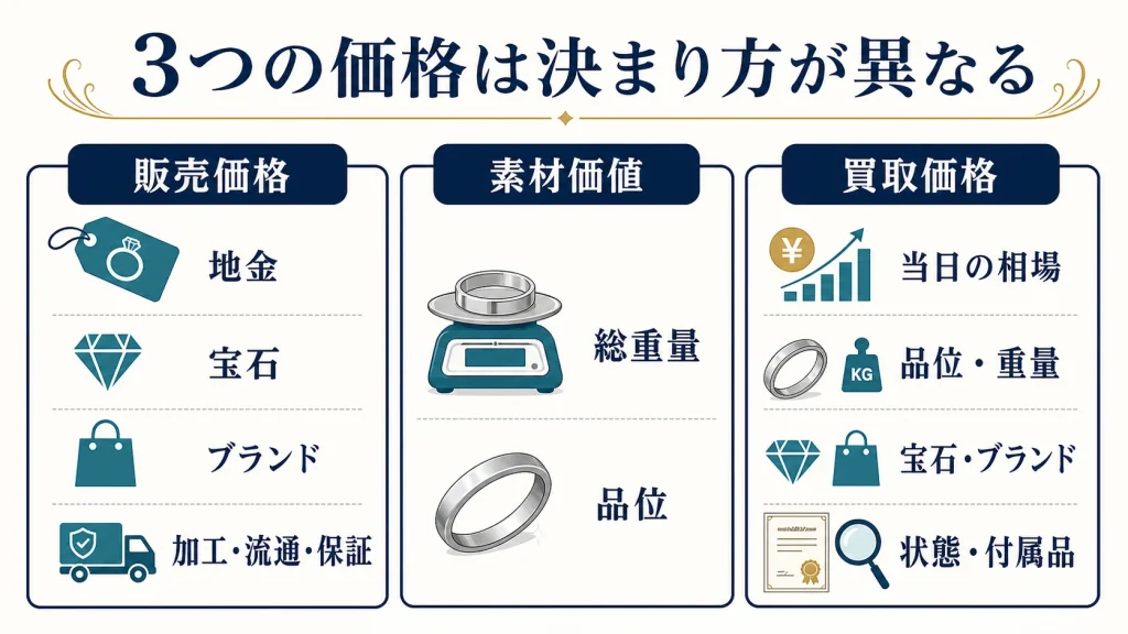 販売価格・素材価値・買取価格の決まり方