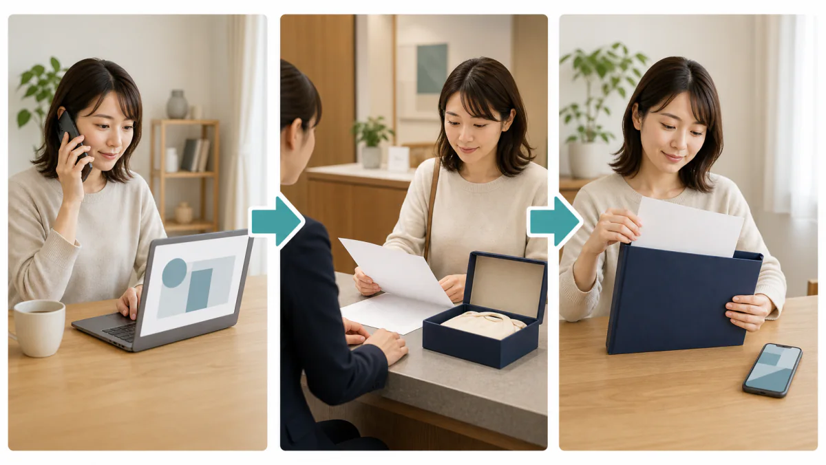 買取書類を受け取るまでの手順を確認するイメージ