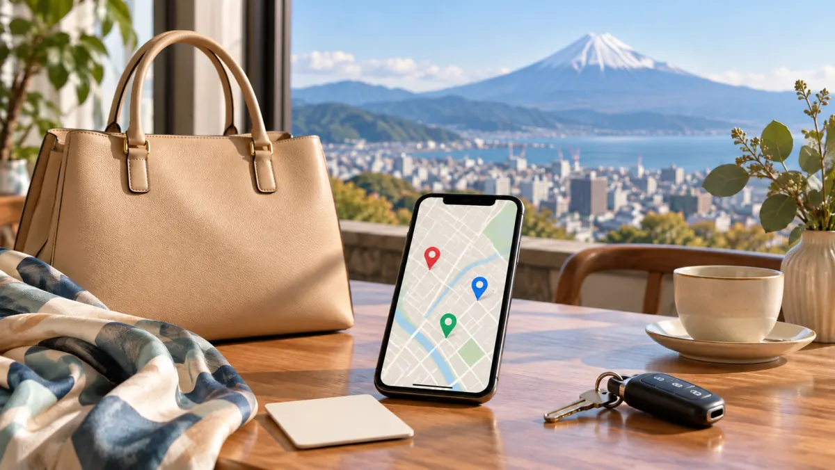 静岡県内の『買取大吉』の店舗をスマートフォンで調べて来店の準備をするイメージ