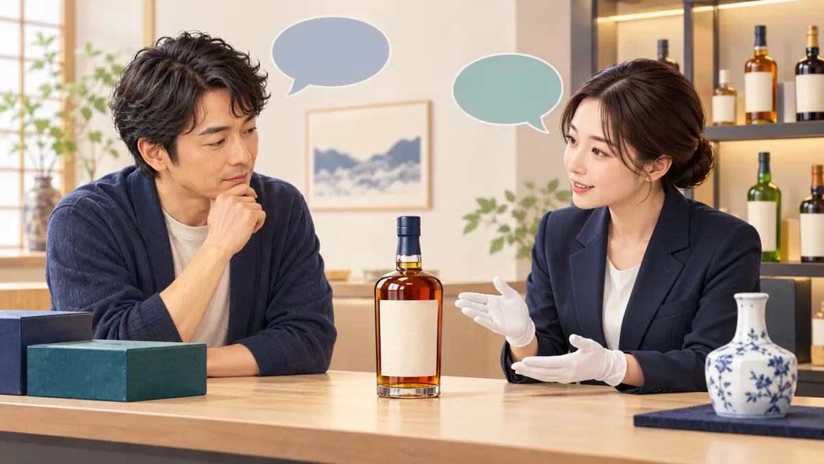 静岡のお酒買取に関するよくある質問を相談する様子